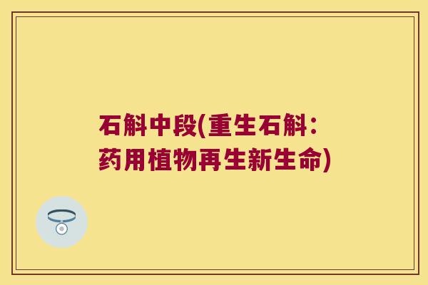 石斛中段(重生石斛：药用植物再生新生命)