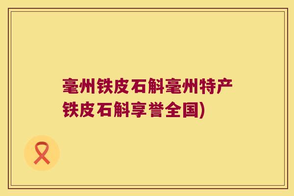 毫州铁皮石斛毫州特产铁皮石斛享誉全国)