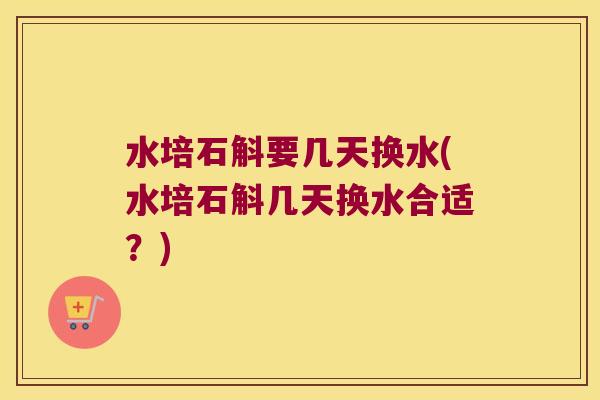 水培石斛要几天换水(水培石斛几天换水合适？)