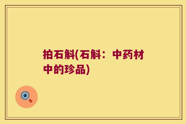 拍石斛(石斛：材中的珍品)