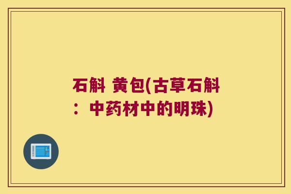 石斛 黄包(古草石斛：中药材中的明珠)