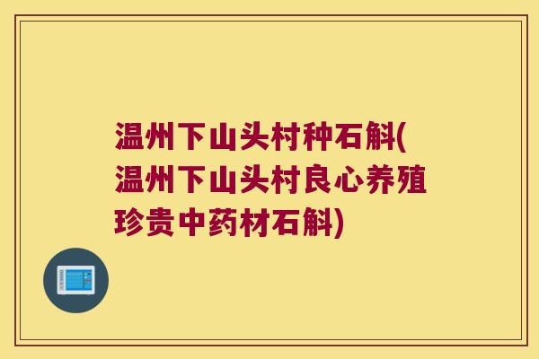 温州下山头村种石斛(温州下山头村良心养殖珍贵中药材石斛)