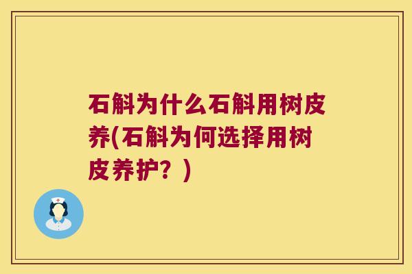 石斛为什么石斛用树皮养(石斛为何选择用树皮养护？)