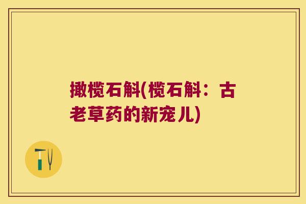 撖榄石斛(榄石斛：古老草药的新宠儿)