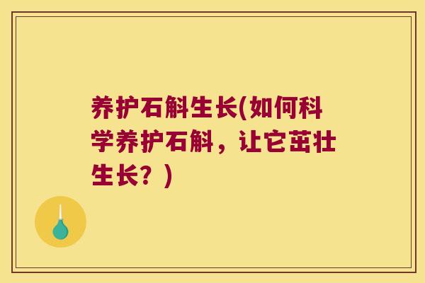 养护石斛生长(如何科学养护石斛，让它茁壮生长？)