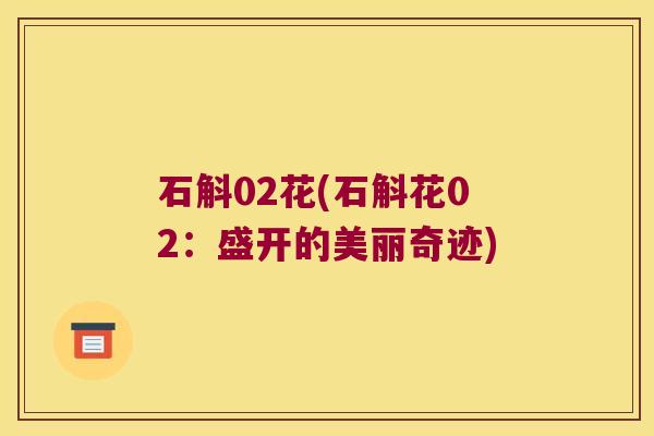 石斛02花(石斛花02：盛开的美丽奇迹)