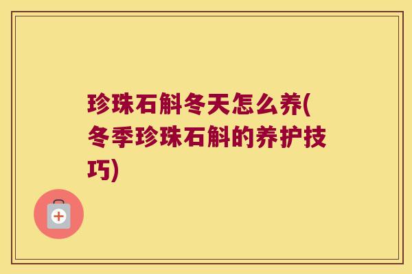 珍珠石斛冬天怎么养(冬季珍珠石斛的养护技巧)