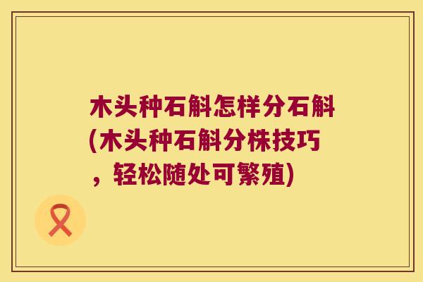 木头种石斛怎样分石斛(木头种石斛分株技巧，轻松随处可繁殖)