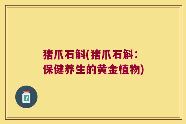 猪爪石斛(猪爪石斛：保健养生的黄金植物)