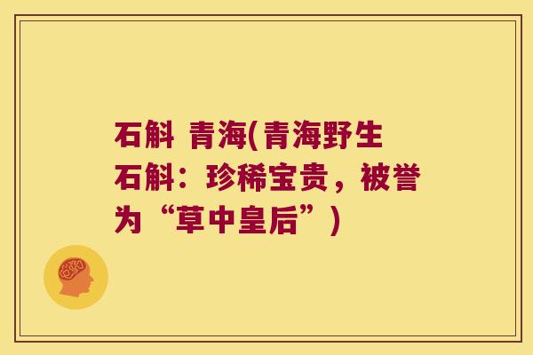 石斛 青海(青海野生石斛：珍稀宝贵，被誉为“草中皇后”)