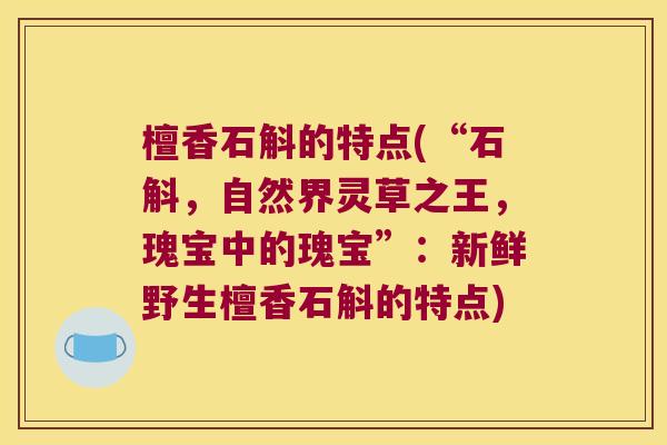 檀香石斛的特点(“石斛，自然界灵草之王，瑰宝中的瑰宝”：新鲜野生檀香石斛的特点)