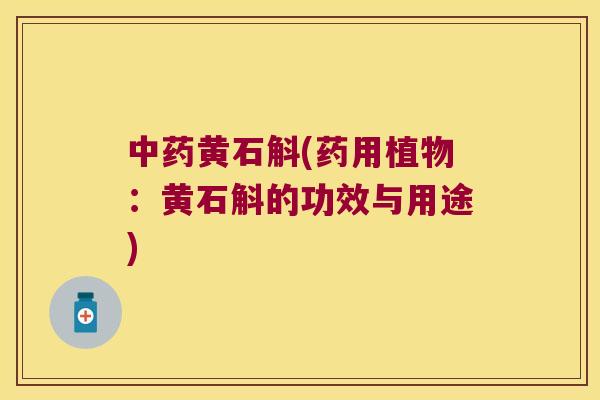 中药黄石斛(药用植物：黄石斛的功效与用途)