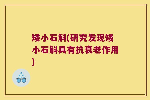 矮小石斛(研究发现矮小石斛具有抗衰老作用)