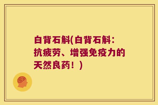 白背石斛(白背石斛：、增强力的天然良药！)