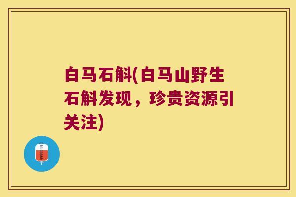 白马石斛(白马山野生石斛发现，珍贵资源引关注)