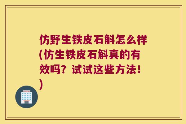 仿野生铁皮石斛怎么样(仿生铁皮石斛真的有效吗？试试这些方法！)