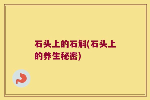 石头上的石斛(石头上的养生秘密)
