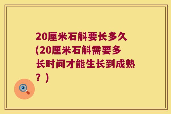 20厘米石斛要长多久(20厘米石斛需要多长时间才能生长到成熟？)