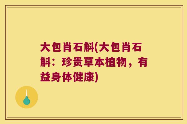 大包肖石斛(大包肖石斛：珍贵草本植物，有益身体健康)
