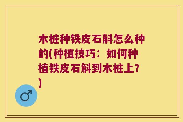 木桩种铁皮石斛怎么种的(种植技巧：如何种植铁皮石斛到木桩上？)