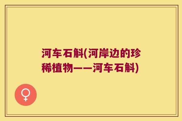 河车石斛(河岸边的珍稀植物——河车石斛)