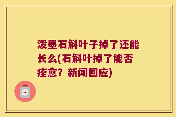 泼墨石斛叶子掉了还能长么(石斛叶掉了能否痊愈？新闻回应)