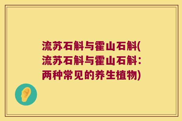 流苏石斛与霍山石斛(流苏石斛与霍山石斛：两种常见的养生植物)