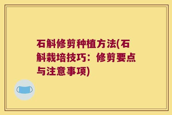 石斛修剪种植方法(石斛栽培技巧：修剪要点与注意事项)