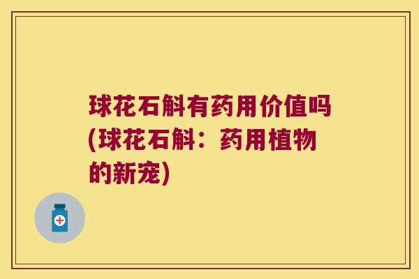 球花石斛有药用价值吗(球花石斛：药用植物的新宠)