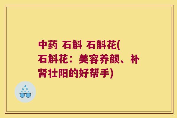 中药 石斛 石斛花(石斛花：美容养颜、补肾壮阳的好帮手)