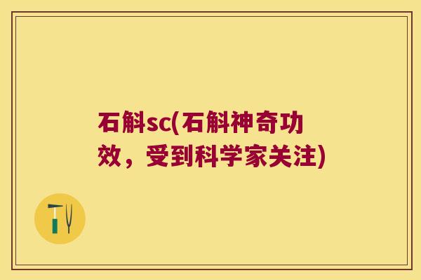 石斛sc(石斛神奇功效，受到科学家关注)