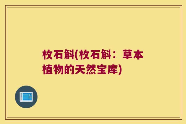 枚石斛(枚石斛:草本植物的天然宝库) 枚石斛(枚石斛:草本植物的天然宝库)