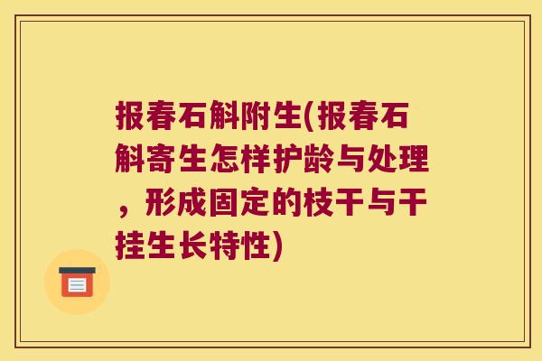 报春石斛附生(报春石斛寄生怎样护龄与处理，形成固定的枝干与干挂生长特性)