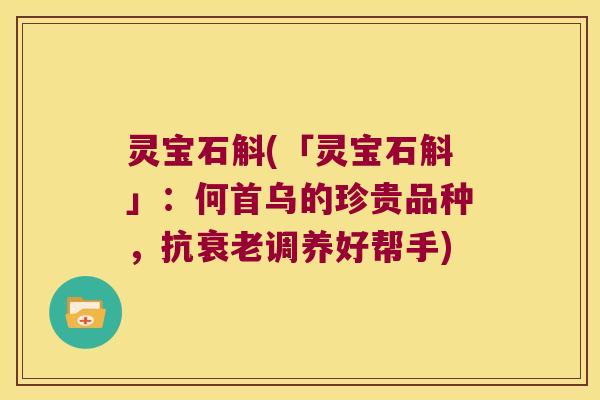 灵宝石斛(「灵宝石斛」：何首乌的珍贵品种，抗调养好帮手)