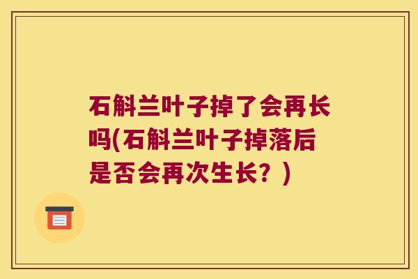 石斛兰叶子掉了会再长吗(石斛兰叶子掉落后是否会再次生长？)