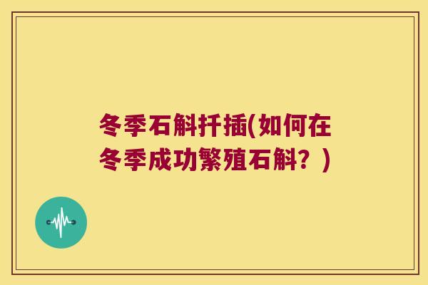 冬季石斛扦插(如何在冬季成功繁殖石斛？)