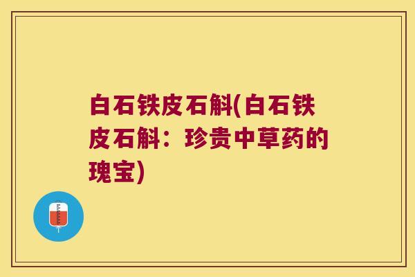 白石铁皮石斛(白石铁皮石斛：珍贵中草药的瑰宝)