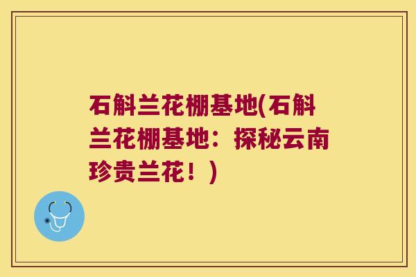 石斛兰花棚基地(石斛兰花棚基地：探秘云南珍贵兰花！)