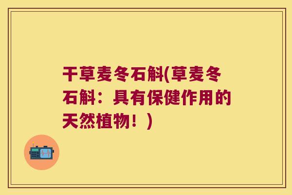 干草麦冬石斛(草麦冬石斛：具有保健作用的天然植物！)