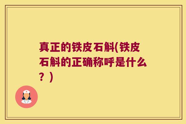 真正的铁皮石斛(铁皮石斛的正确称呼是什么？)