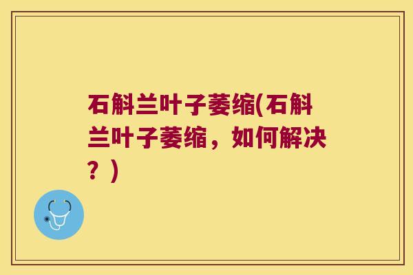 石斛兰叶子萎缩(石斛兰叶子萎缩，如何解决？)
