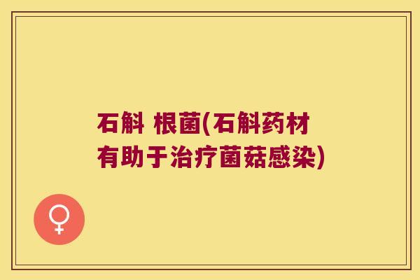 石斛 根菌(石斛药材有助于菌菇)