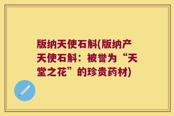 版纳天使石斛(版纳产天使石斛：被誉为“天堂之花”的珍贵药材)