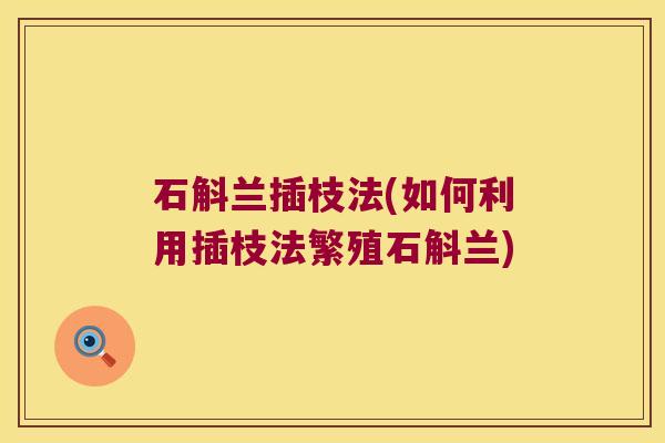 石斛兰插枝法(如何利用插枝法繁殖石斛兰)