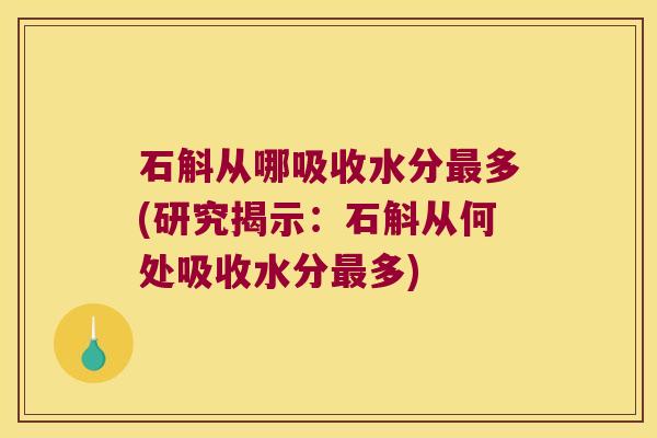 石斛从哪吸收水分最多(研究揭示：石斛从何处吸收水分最多)