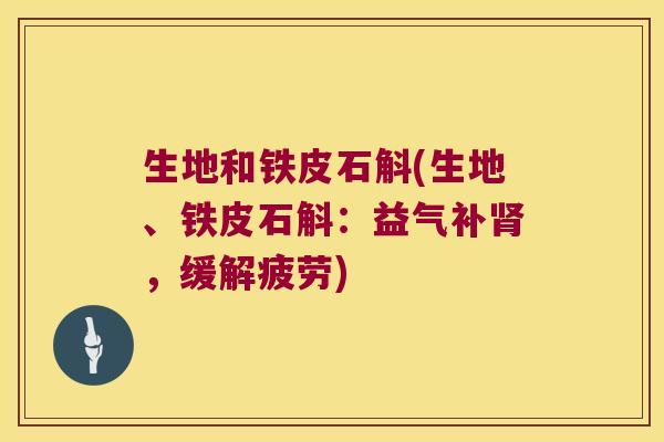 生地和铁皮石斛(生地、铁皮石斛：益气补肾，缓解疲劳)