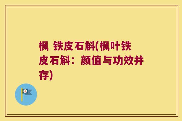 枫 铁皮石斛(枫叶铁皮石斛：颜值与功效并存)