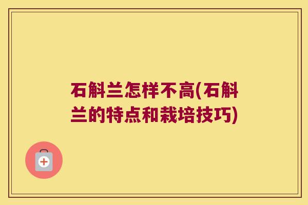 石斛兰怎样不高(石斛兰的特点和栽培技巧)