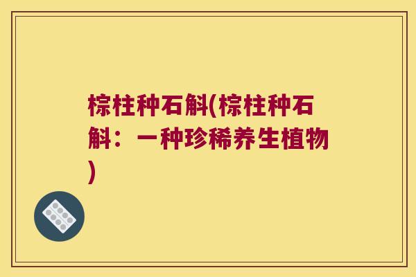 棕柱种石斛(棕柱种石斛：一种珍稀养生植物)