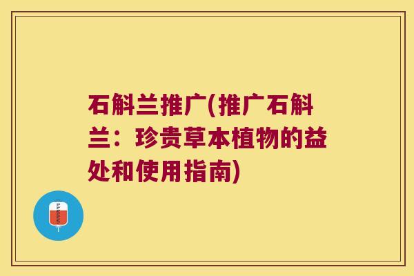 石斛兰推广(推广石斛兰:珍贵草本植物的益处和使用指南) 石斛兰推广(推广石斛兰:珍贵草本植物的益处和使用指南)